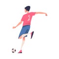 Man Footballer in Pink Jersey Playing Football Pass Ball Vector Illustration Royalty Free Stock Photo