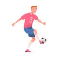 Man Footballer in Pink Jersey Playing Football Pass Ball Vector Illustration Royalty Free Stock Photo