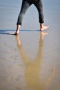 Man footprints in the sand on a beach Royalty Free Stock Photo