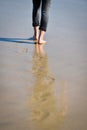 Man footprints in the sand on a beach Royalty Free Stock Photo