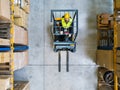 Warehouse man worker with forklift. Royalty Free Stock Photo