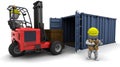 Man in forklift truck loading a container Royalty Free Stock Photo