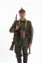 Man in the form of a German infantryman from the times of the First World War Royalty Free Stock Photo