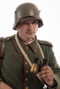 Man in the form of a German infantryman from the times of the First World War Royalty Free Stock Photo