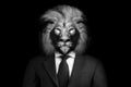 Man in the form of a Lion with Suit and tie , The lion person , animal face  black Royalty Free Stock Photo