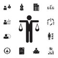 man in the form of weights icon. Detailed set of HR & Heat hunting icons. Premium quality graphic design sign. One of the collecti