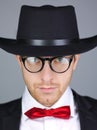 Man in formal jacket with hat Royalty Free Stock Photo