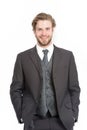 Man in formal outfit isolated on white. Royalty Free Stock Photo
