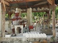 Man Forming White Limestone Statues