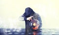 A man with a fortune teller ball Royalty Free Stock Photo