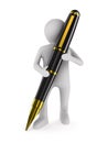 Man with fountain pen on white background Royalty Free Stock Photo