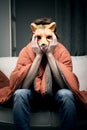 Man with fox mask Royalty Free Stock Photo