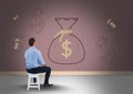 man in front of money on wall Royalty Free Stock Photo