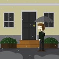 A man in front of their house icon great for any use. Vector EPS10.