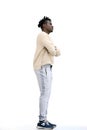 A man, full-length, on a white background, crossed his arms Royalty Free Stock Photo