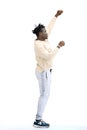A man, full-length, on a white background, dancing Royalty Free Stock Photo