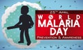 Man Fumigating and Fighting against Mosquitoes in Malaria Day Event, Vector Illustration