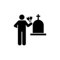 Man funeral flower sorrow weep icon. Element of pictogram death illustration Royalty Free Stock Photo