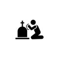Man funeral sorrow burial icon. Element of pictogram death illustration Royalty Free Stock Photo