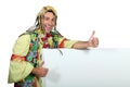 Man in funny hippy costume