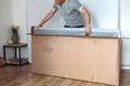 The furniture assembler assembles the bed frame, do it yourself and assemble new furniture Royalty Free Stock Photo
