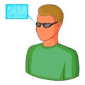 Man with future high tech smart glasses icon Royalty Free Stock Photo