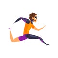 Man in futuristic clothing running, technology of the future in sports vector Illustration on a white background