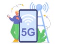 Man with 5G tower concept Royalty Free Stock Photo