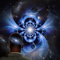 Man with galaxy in mind Royalty Free Stock Photo