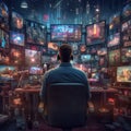 Man game designer banner. Generate Ai