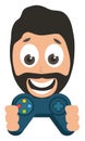 Man with gamepad, illustration, vector