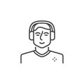 Man with Gaming Headphones outline vector concept icon