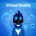 Man Gaming Wear Virtual Reality Glasses Modern Vr Goggles Technology Concept