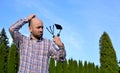 Man with garden tools Royalty Free Stock Photo