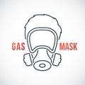 Man in gas mask line icon isolated on white background. Royalty Free Stock Photo