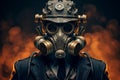 Man gas mask steampunk. Generate Ai Royalty Free Stock Photo