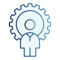 Man and gear flat icon. Developer blue icons in trendy flat style. Gogwheel and man gradient style design, designed for