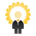 Man and gear flat icon. Developer color icons in trendy flat style. Gogwheel and man gradient style design, designed for