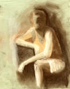 a man gesture drawing in on texture paper Royalty Free Stock Photo