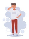 Man with a gestures facepalm. Headache, disappointment or shame. Vector illustration