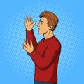 Man gesturing and argues pop art vector