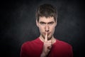 Man gesturing silence. Royalty Free Stock Photo