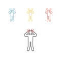 Man get confused. Panic disorder line icon
