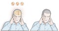 Man get headache - healthcare and migraine concept - illustration