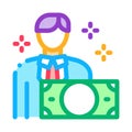 Man gets money icon vector outline illustration