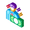 Man gets money isometric icon vector illustration