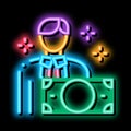 man gets money neon glow icon illustration