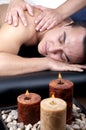 Man getting a back massage lying down Royalty Free Stock Photo