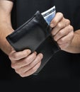 Man getting a 20 euro bill out of the wallet Royalty Free Stock Photo