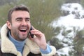 Man getting great news on the phone Royalty Free Stock Photo